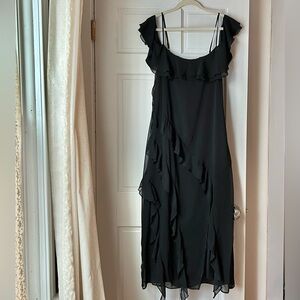 Wild Fable Black Ruffle Midi Dress